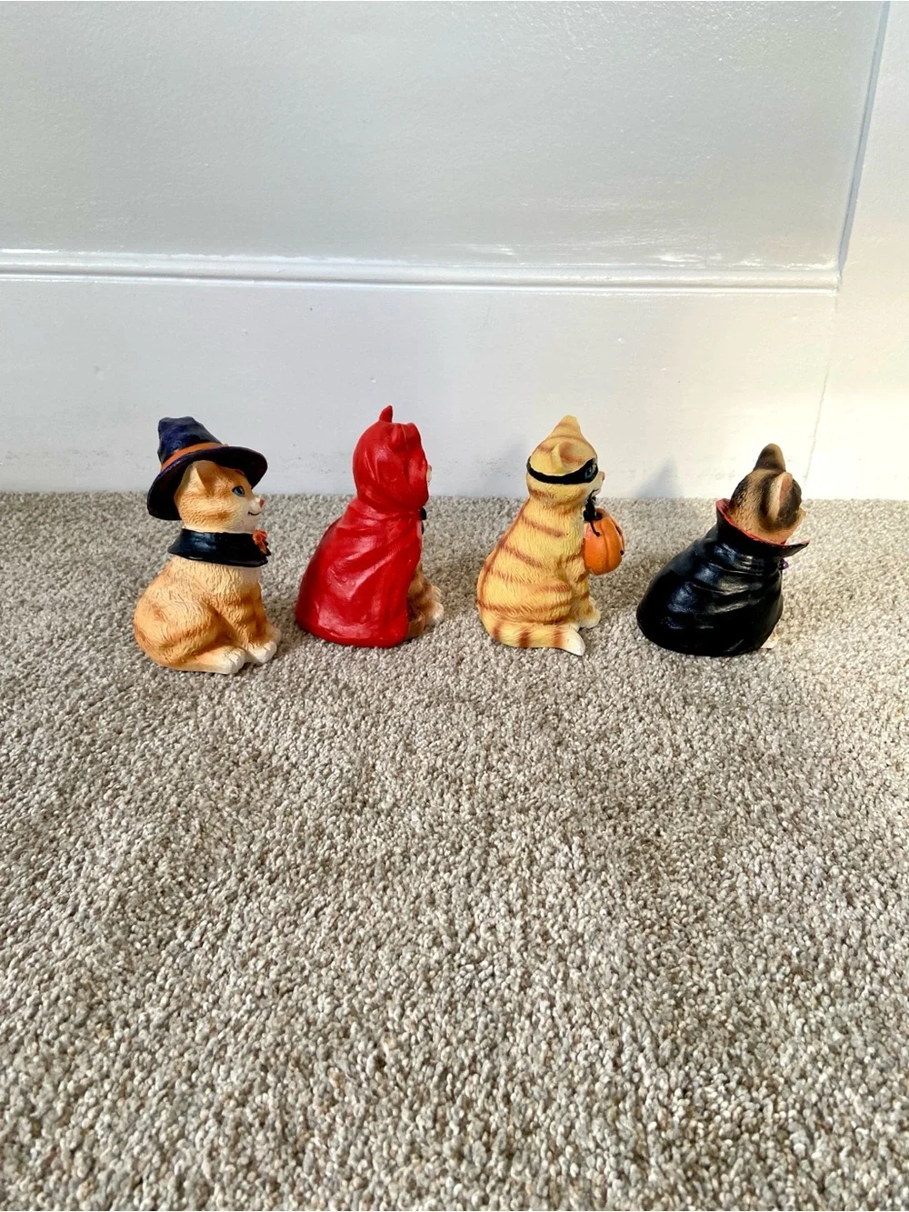 Collections Etc Halloween Cat Figurines Set of 4 Costume Witch Devil Vampire